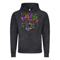 Vintage Black Mardi Gras Pitbull with Hat Vintage Hoodie - RanaPortraitStore