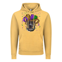Vintage Mustard Mardi Gras Pitbull with Hat Vintage Hoodie - RanaPortraitStore