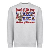 Heather Grey land of the free america because of the brave Heavyweight Sweatshirt - texasbilliewilder