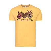 Vintage Mustard peace love bulldog Vintage Tee - RanaPortraitStore