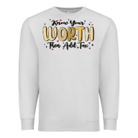 Dove Grey know your worth Premium Sweatshirt - MaliasSmallBusiness