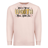 Pale Pink know your worth Premium Sweatshirt - MaliasSmallBusiness