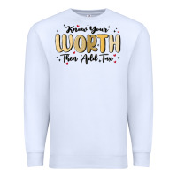 White know your worth Premium Sweatshirt - MaliasSmallBusiness