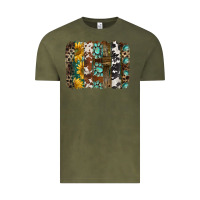 Vintage Olive western handdrawn patterns brushstrokes Vintage Tee - BarkalooDesign