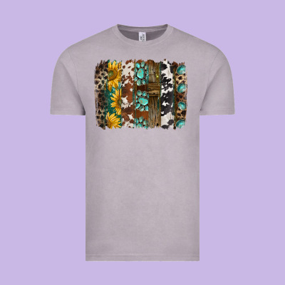 Western Handdrawn Patterns Brushstrokes Vintage Tee Designed By Barkaloodesign