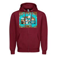 Burgundy winter snowman coffee Zipper Hoodie - Jasminsmagicworld