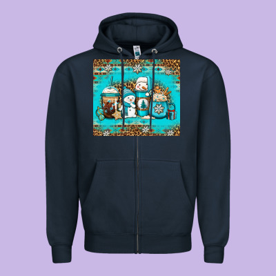 Winter Snowman Coffee Zipper Hoodie Designed By Jasminsmagicworld