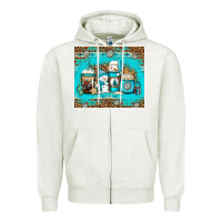 Oatmeal Heather winter snowman coffee Zipper Hoodie - Jasminsmagicworld