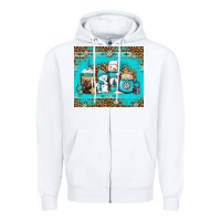 White winter snowman coffee Zipper Hoodie - Jasminsmagicworld