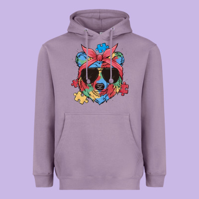 Autism Awareness Bear Heavyweight Hoodie Designed By Maliassmallbusiness