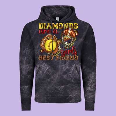 Diamonds Are A Girls Best Friend Softball Vintage Hoodie Designed By Texasbilliewilder