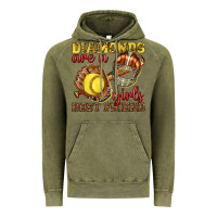Vintage Olive diamonds are a girls best friend softball Vintage Hoodie - texasbilliewilder