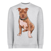 Heather Grey brown pitbull Heavyweight Sweatshirt - RanaPortraitStore