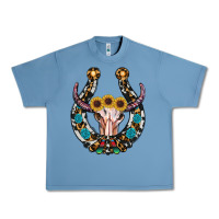 Pebble Blue western horseshoe skull Urban Heavy Tee - RanaPortraitStore