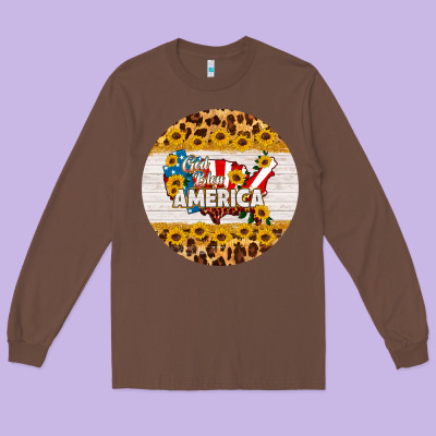 God Bless America Round Coaster Long Sleeve Tee Designed By Hra Design Shop