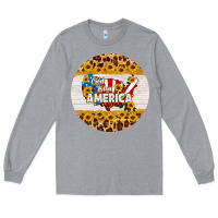 Heather Grey god bless america round coaster Long Sleeve Tee - HRA Design Shop