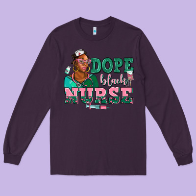 Afro  Nurse Dope Black Long Sleeve Tee Designed By Adodesignshop