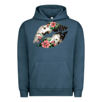 Pigment Midnight Navy Cowhide And Flowers Lips Urban Hoodie - Bettercallsaul
