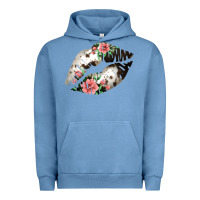 Pigment Pebble Blue Cowhide And Flowers Lips Urban Hoodie - Bettercallsaul