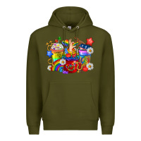 Army Green LGBTQ+ Pride Coffee Cups Premium Hoodie - BundleAndBundleShop