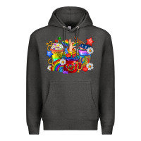 Charcoal Heather LGBTQ+ Pride Coffee Cups Premium Hoodie - BundleAndBundleShop