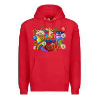 Red LGBTQ+ Pride Coffee Cups Premium Hoodie - BundleAndBundleShop