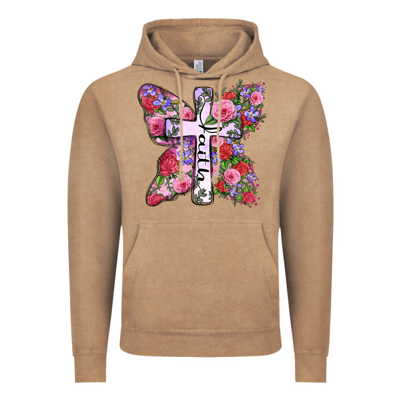 Faith Butterfly Cross Vintage Hoodie by Zillion Design Studio | Teevron