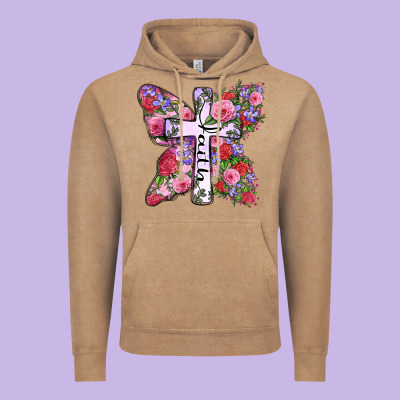 Faith Butterfly Cross Vintage Hoodie Designed By Zillion Design Studio
