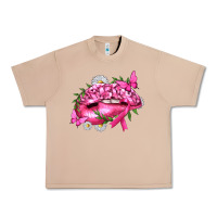 Burro Breast Cancer with Ribbon Pink Lips Urban Heavy Tee - texasbilliewilder