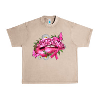 French Oak Breast Cancer with Ribbon Pink Lips Urban Heavy Tee - texasbilliewilder