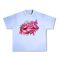 Grape Ice Breast Cancer with Ribbon Pink Lips Urban Heavy Tee - texasbilliewilder