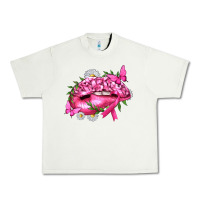 Pistachio Breast Cancer with Ribbon Pink Lips Urban Heavy Tee - texasbilliewilder