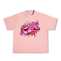 Salmon Breast Cancer with Ribbon Pink Lips Urban Heavy Tee - texasbilliewilder