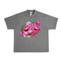 Tornado Breast Cancer with Ribbon Pink Lips Urban Heavy Tee - texasbilliewilder