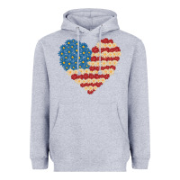 Heather Grey american heart flag Heavyweight Hoodie - MaliasSmallBusiness