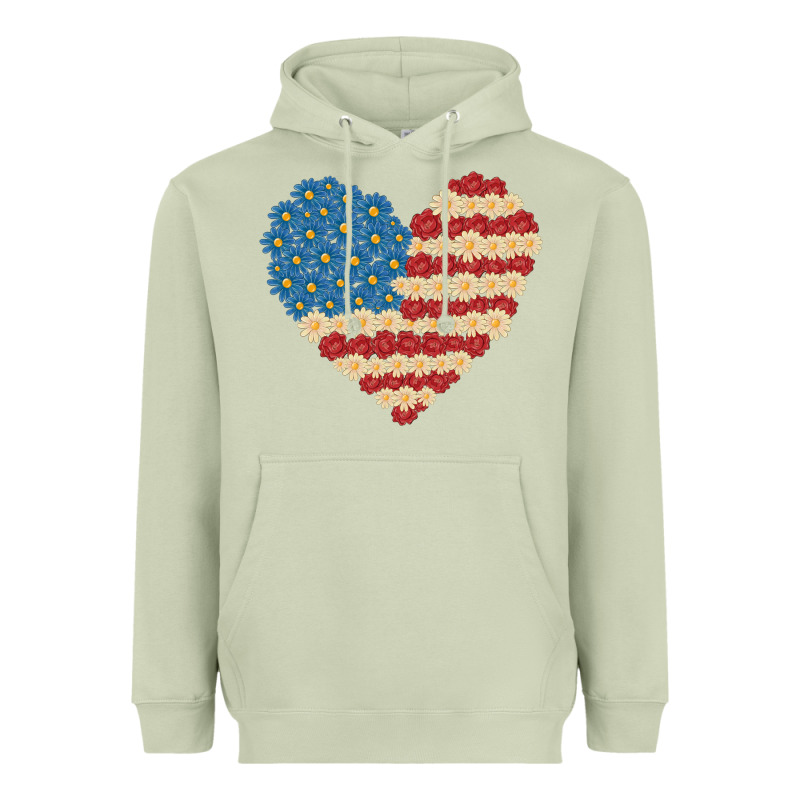 American Heart Flag Heavyweight Hoodie by MaliasSmallBusiness | Teevron