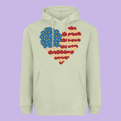 American Heart Flag Heavyweight Hoodie Designed By Maliassmallbusiness