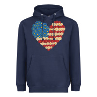 Navy american heart flag Heavyweight Hoodie - MaliasSmallBusiness