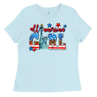 Baby Blue all american girl Ladies Tee - AdoDesignShop