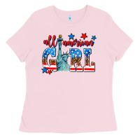 Bubblegum Pink all american girl Ladies Tee - AdoDesignShop
