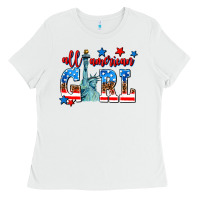 White all american girl Ladies Tee - AdoDesignShop