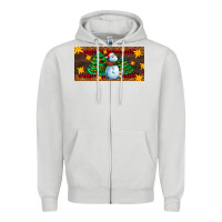 Dove Grey christmas tree with snowman Zipper Hoodie - AdoDesignShop