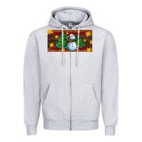 Heather Grey christmas tree with snowman Zipper Hoodie - AdoDesignShop