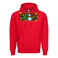 Red christmas tree with snowman Zipper Hoodie - AdoDesignShop