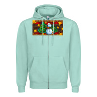 Seafoam christmas tree with snowman Zipper Hoodie - AdoDesignShop