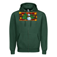Sports Green christmas tree with snowman Zipper Hoodie - AdoDesignShop