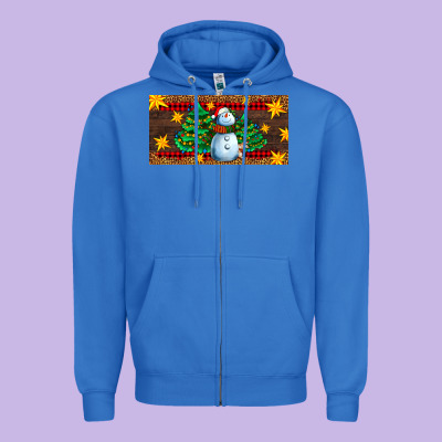 Christmas Tree With Snowman Zipper Hoodie Designed By Adodesignshop