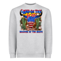 Heather Grey land of the free because of the brave Heavyweight Sweatshirt - texasbilliewilder