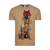 Vintage Coffee christmas german shepherd Vintage Tee - RanaPortraitStore
