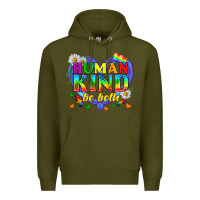 Army Green LGBTQ Pride Human Kind Be Both Premium Hoodie - BundleAndBundleShop